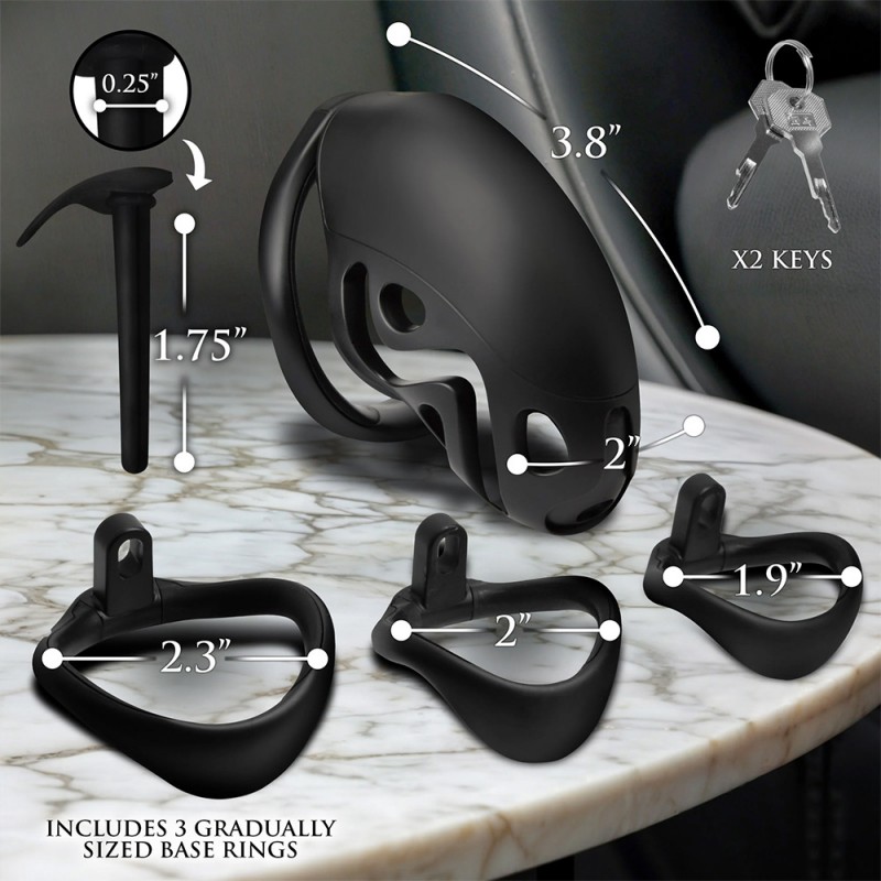 master series captor chastity cage with urethral sounds