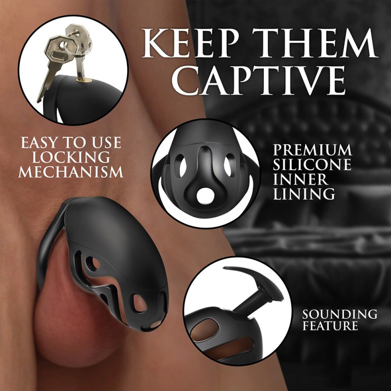 master series captor chastity cage with urethral sounds bdsm gear for men