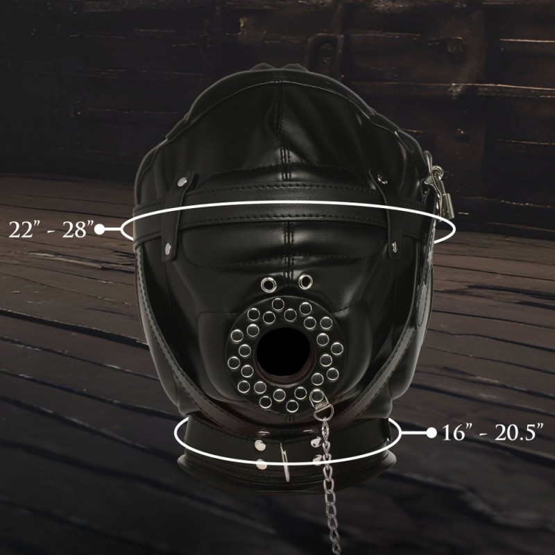 black master series degraded sensory deprivation hood with funnel bondage kits