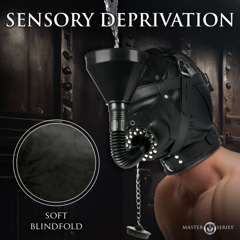 degraded sensory deprivation hood with funnel bondage kits for couple