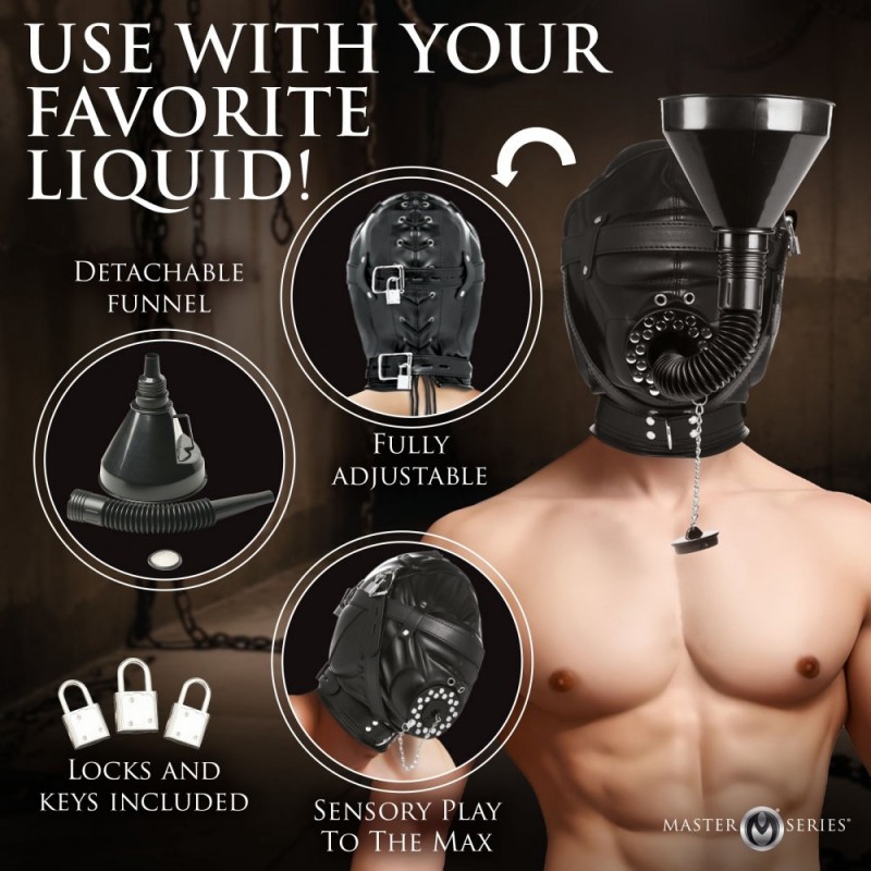 master series degraded sensory deprivation hood with funnel bondage kits for couple