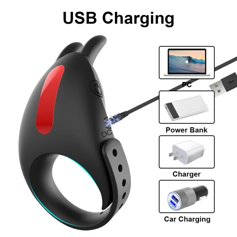 venusfun rabbit adjustable silicone vibrating g-spot stimulator penis ring usb charging