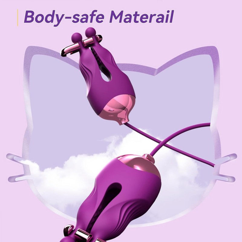 venusfun rose silicone nipple clamps vibrator clitoral stimulator for couple