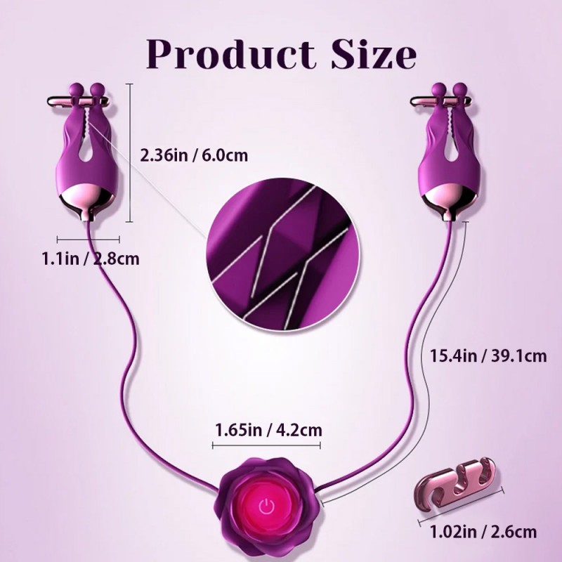 rose silicone nipple clamps vibrator clitoral stimulator for women