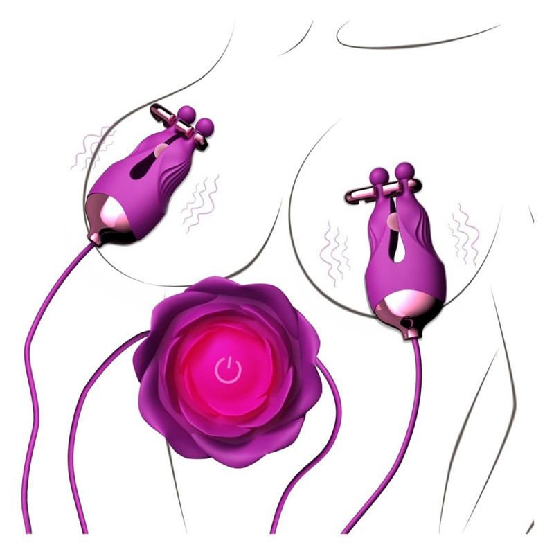 rose silicone nipple clamps vibrator clitoral stimulator for couple