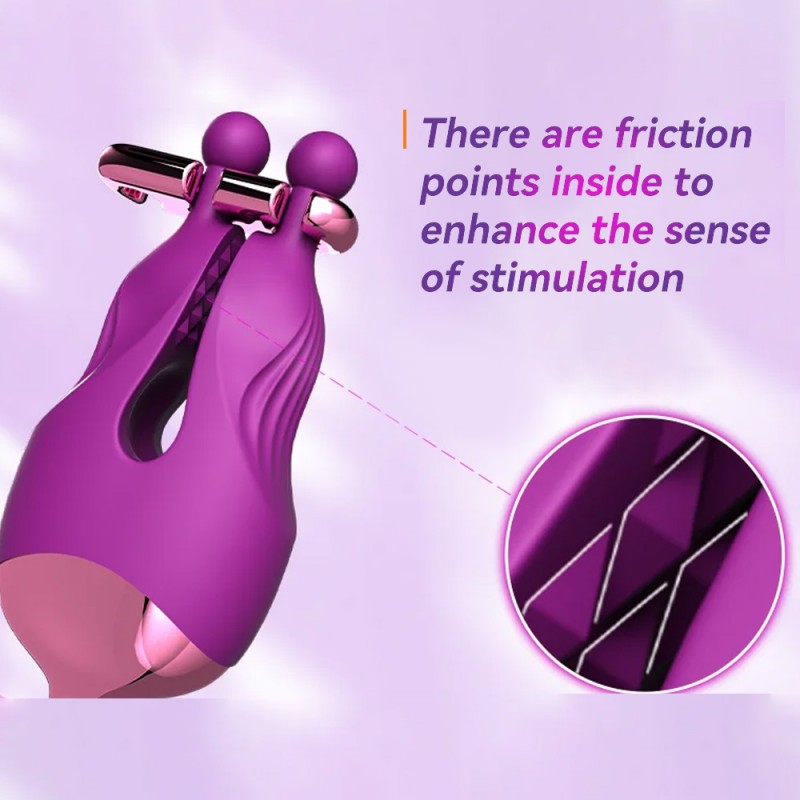 venusfun purple rose silicone nipple clamps vibrator clitoral stimulator for couple