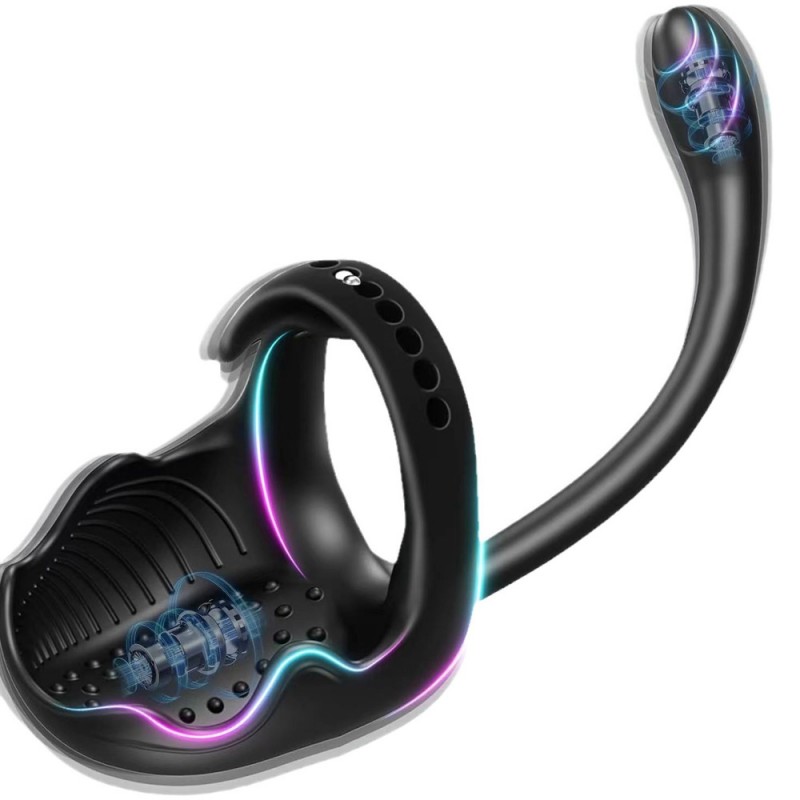 double-head adjustable penis ring with remote for men