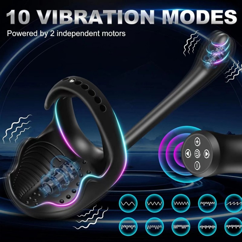 double-head adjustable penis ring with remote
