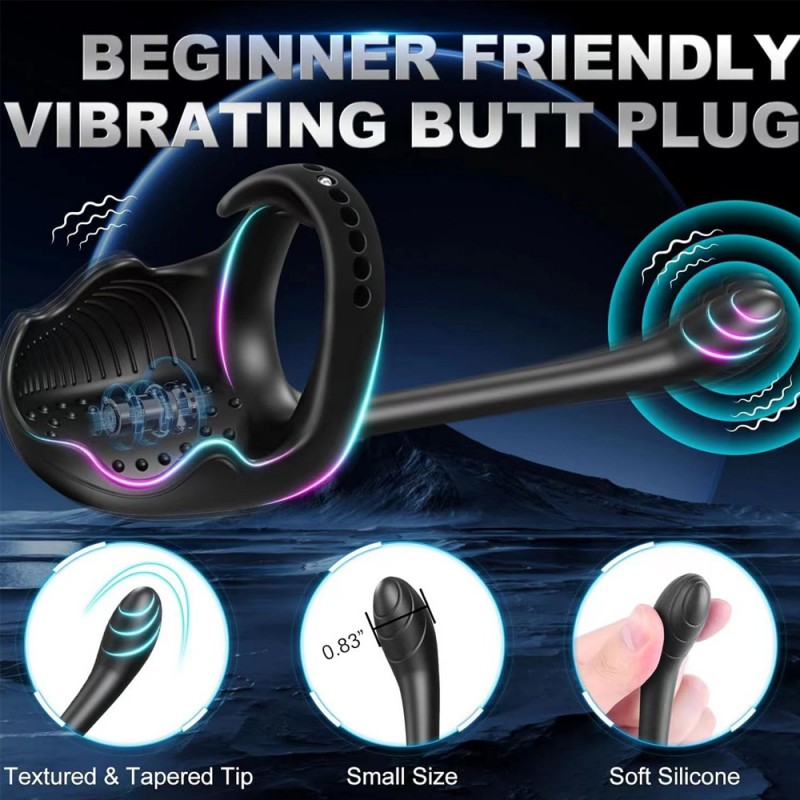 vibrating butt plug double-head adjustable penis ring with remote