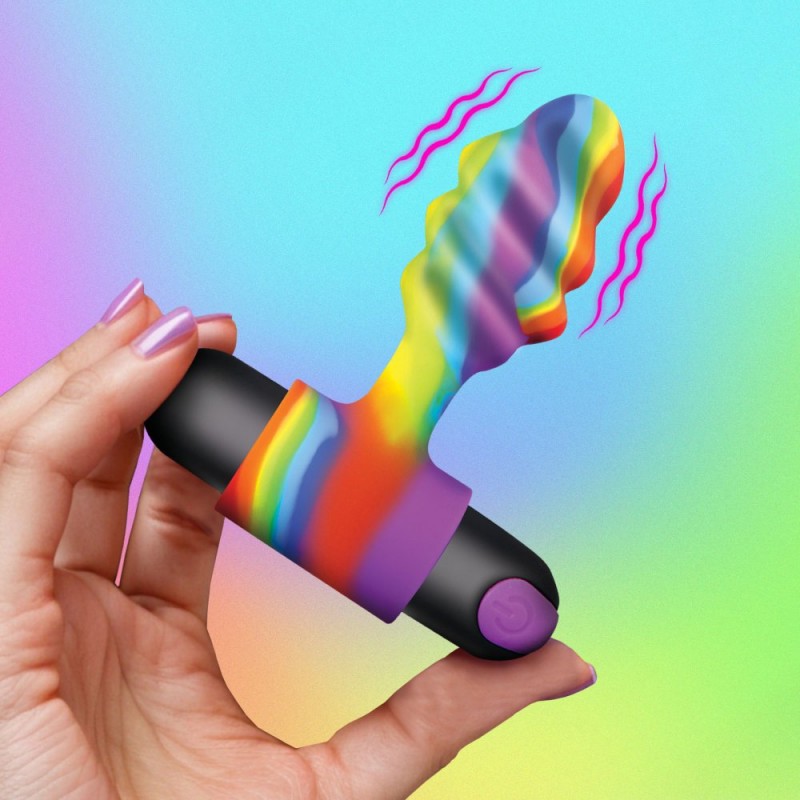 vibrating rainbow butt plug silicone anal plug vibrator with remote control for men