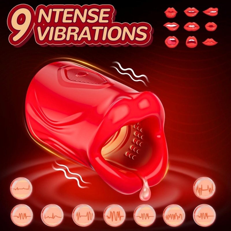 venusfun hot kiss silicone blowjob electric male masturbator with 9 intense vibrations