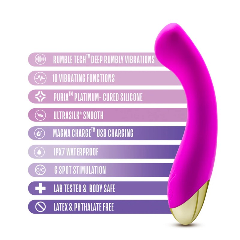 blush aria bangin af rechargeable silicone g-spot vibrator ultrasilk smooth
