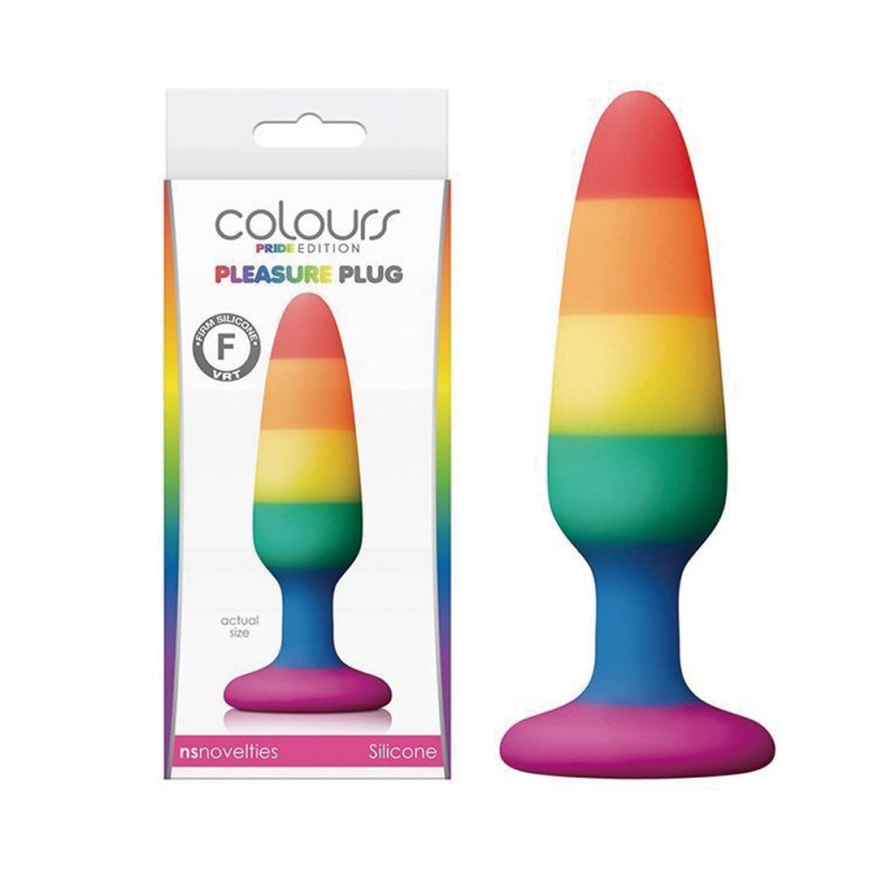 ns novelties colours pride edition pleasure rainbow anal plug  secure suction