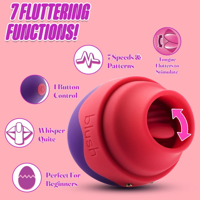blush aria flutter tongue flicking silicone rechargeable clitoral stimulator powerful vibrating licking