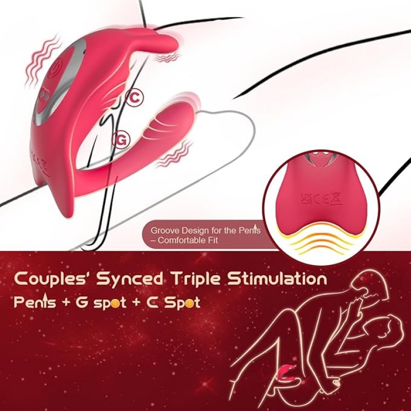 red silicone wearable vibrator for couples