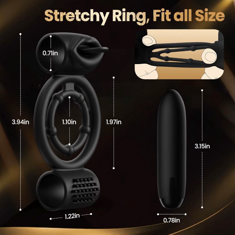 venusfun double lock penis ring with vibration bullet cock ring