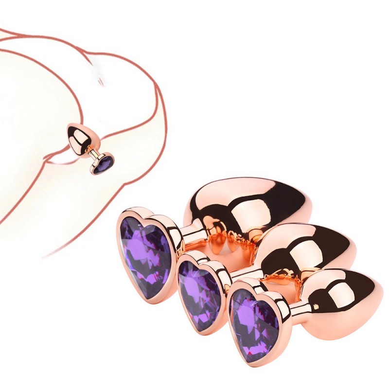 venusfun metal butt plug set 3 sizes purple luxury jewelry anal trainers
