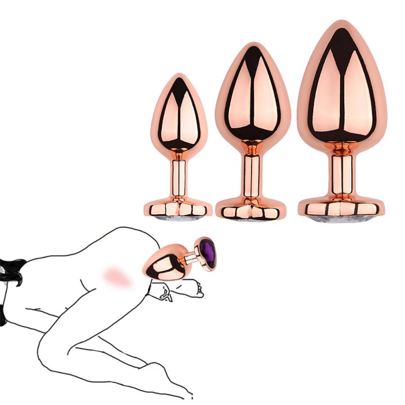 venusfun metal butt plug set 3 sizes purple luxury jewelry anal trainers