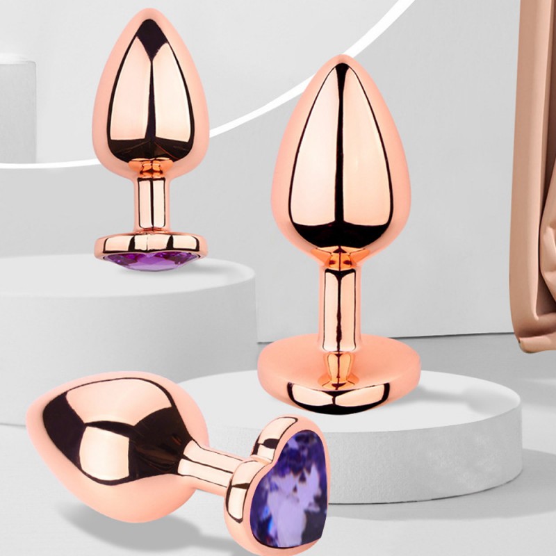venusfun metal butt plug set 3 sizes purple luxury jewelry anal trainers