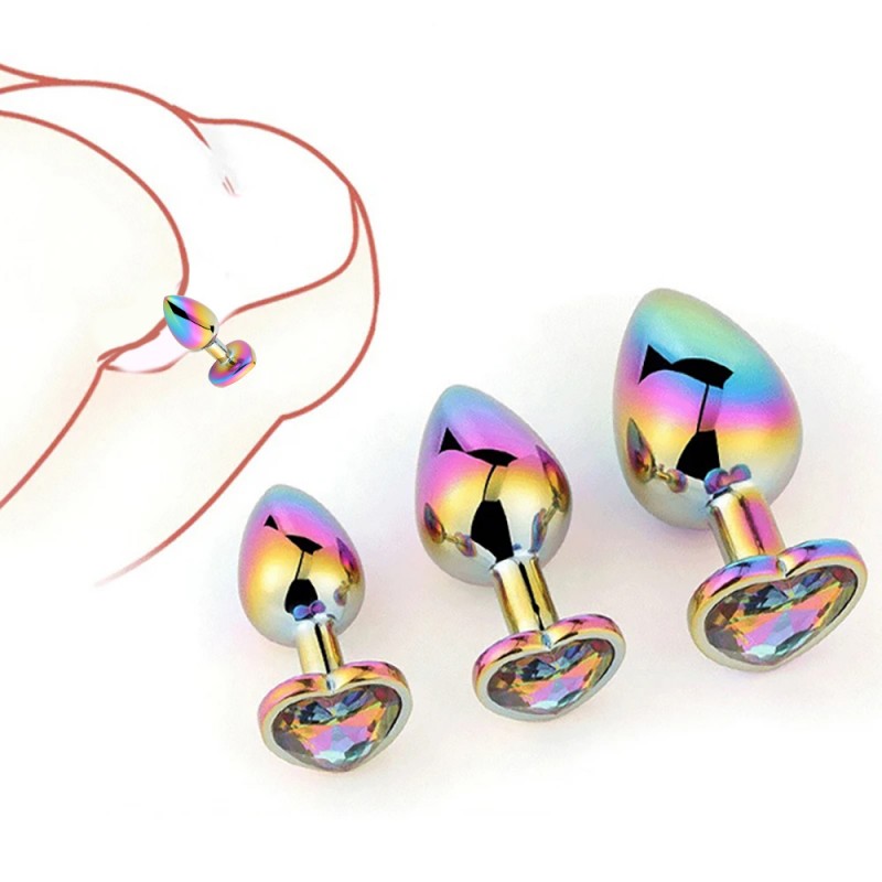 venusfun metal butt plug set 3 sizes rainbow luxury jewelry anal trainers