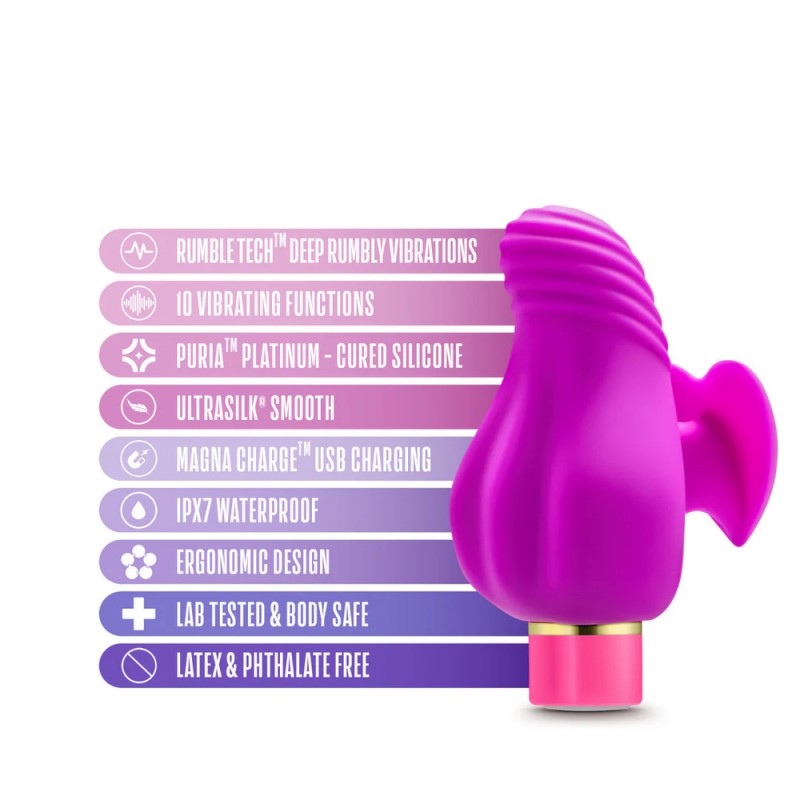 blush aria erotic af finger fin silicone rechargeable clitoral vibrator ipx7 waterproof