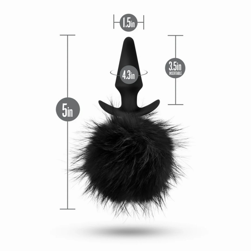 blush anal adventures platinum rabbit tail 6.75-inch anal plug multifunctional anal toys