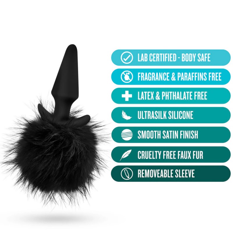 blush anal adventures platinum rabbit tail 6.75-inch anal plug premium silicone