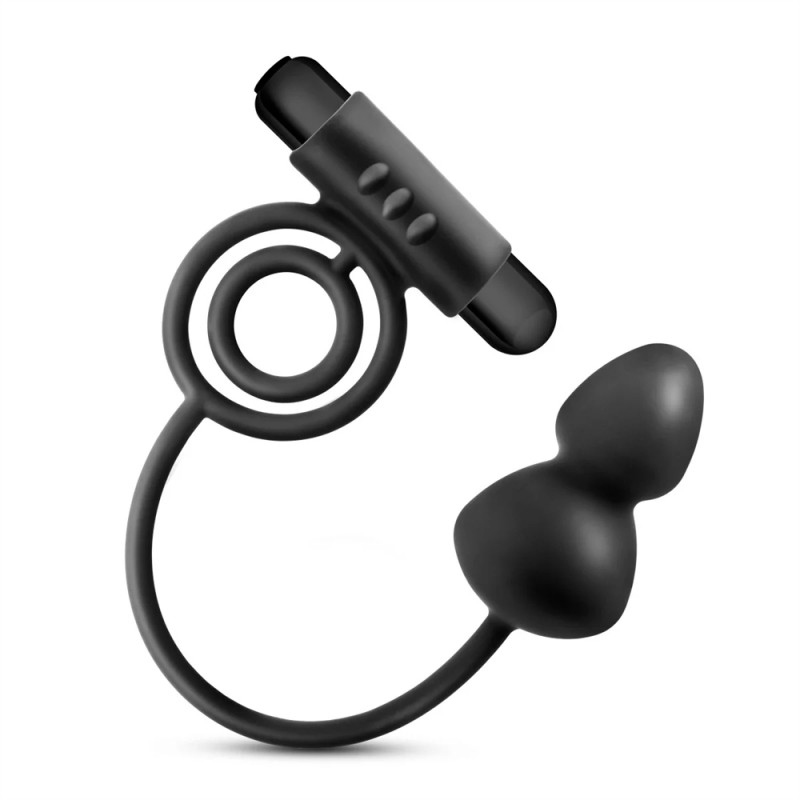 blush anal adventures platinum silicone anal plug with vibrating penis ring