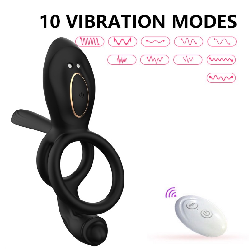 venusfun silicone double vibrating clitoral stimulator penis ring 2 motors with remote control 10 vibraiton