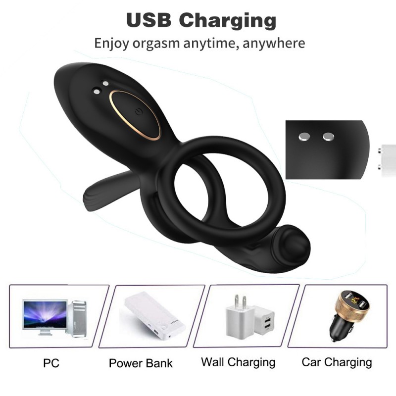 venusfun silicone double vibrating clitoral stimulator penis ring 2 motors with remote control usb charging