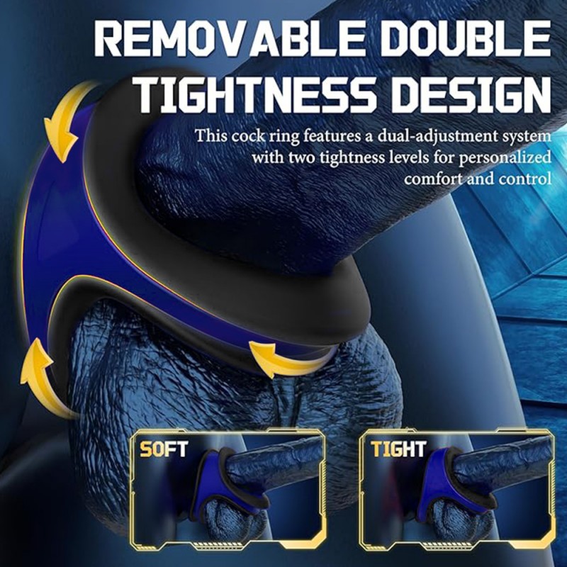 Venusfun Silicone Penis Ring 2in1 Cock Ring Adjustable for Erection Enhancing Long Lasting Stronger removable double tightness