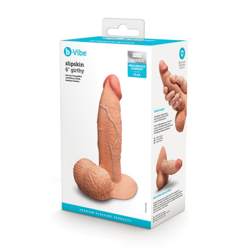b vibe slipskin 6in girthy silicone realistic thick dildo real touching
