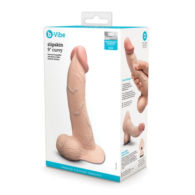 b vibe slipskin 9 inch curvy realistic silicone dildo easy use