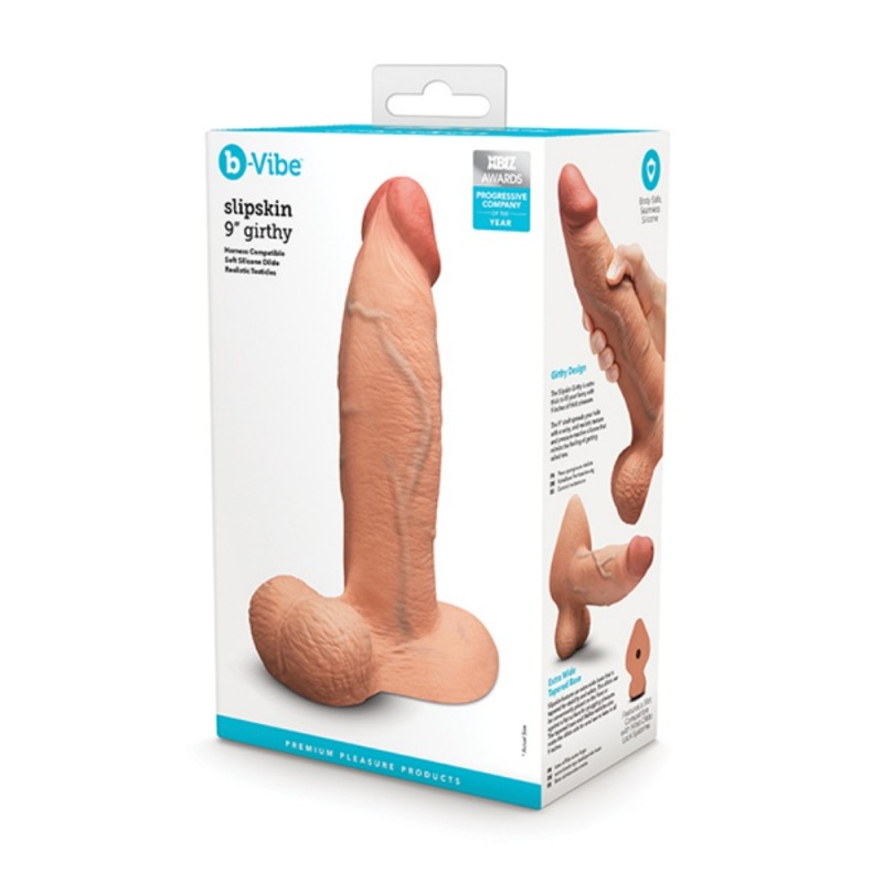 b vibe slipskin 9 inch girthy realistic texture dildo easy use