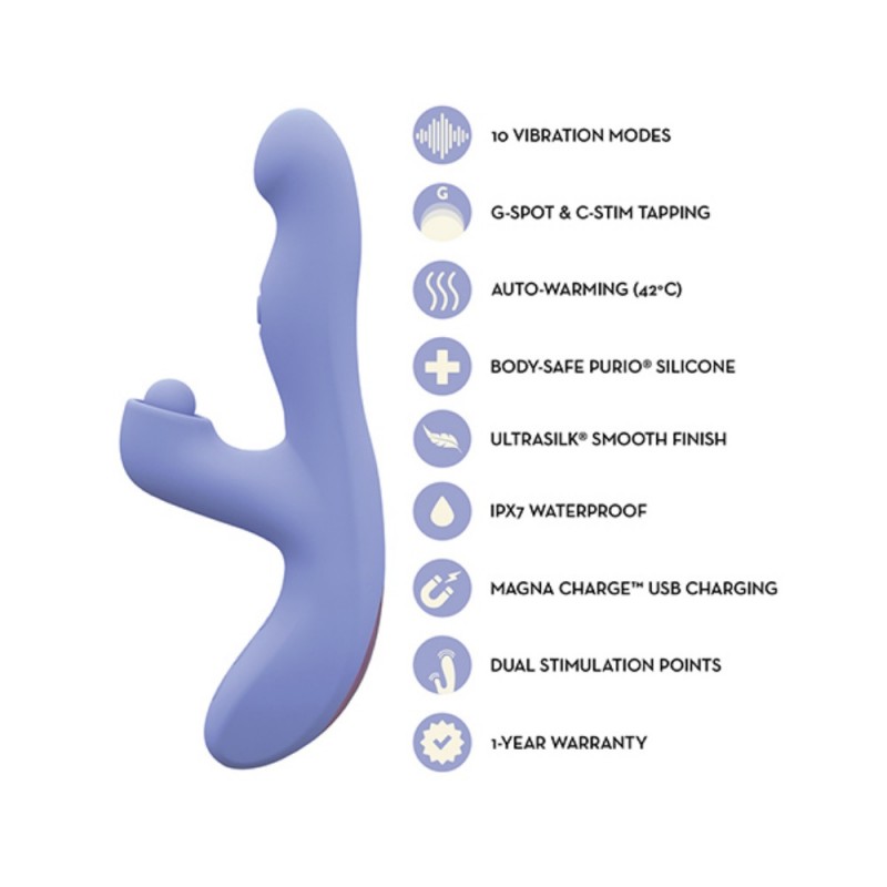 blush collection simone tapping rabbit dual stim vibrator waterproof