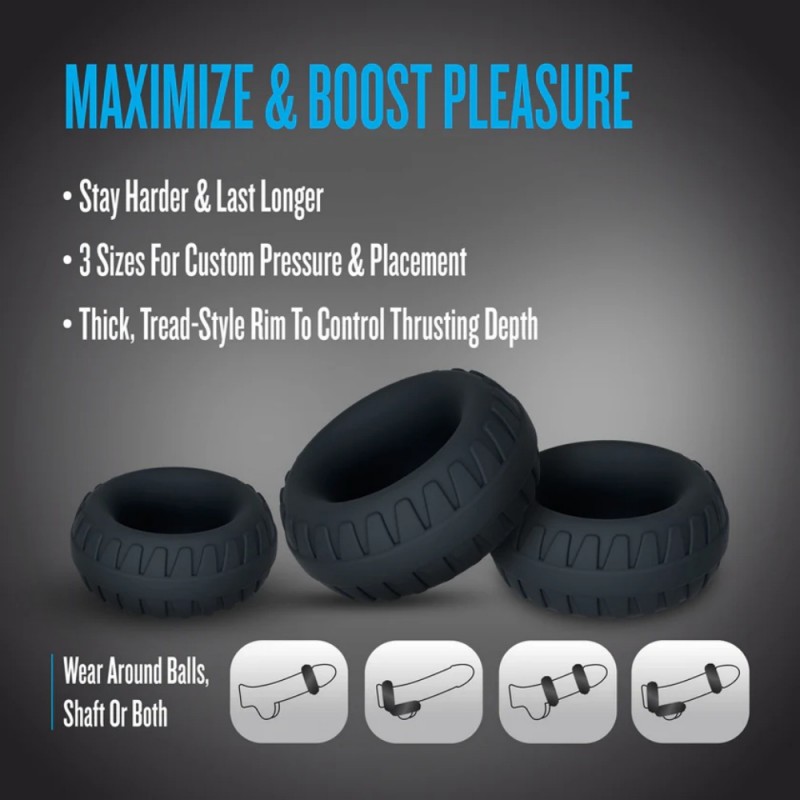 blush performance plus drift 3pcs black cock rings safe material