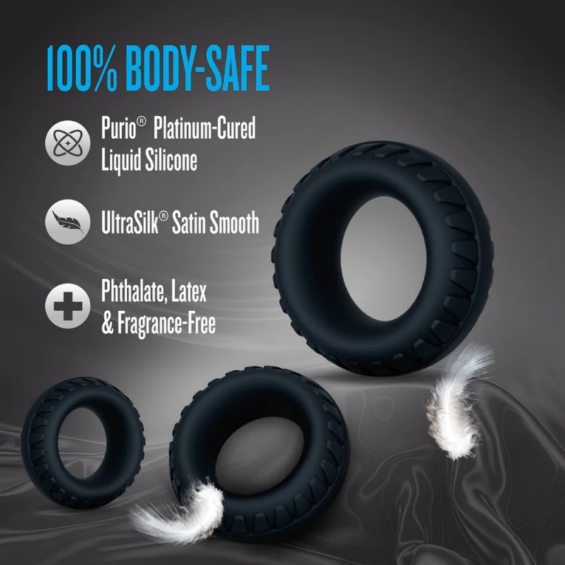 blush performance plus drift 3pcs black cock rings easy use