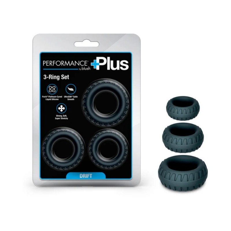 blush performance plus drift 3pcs black cock rings new type