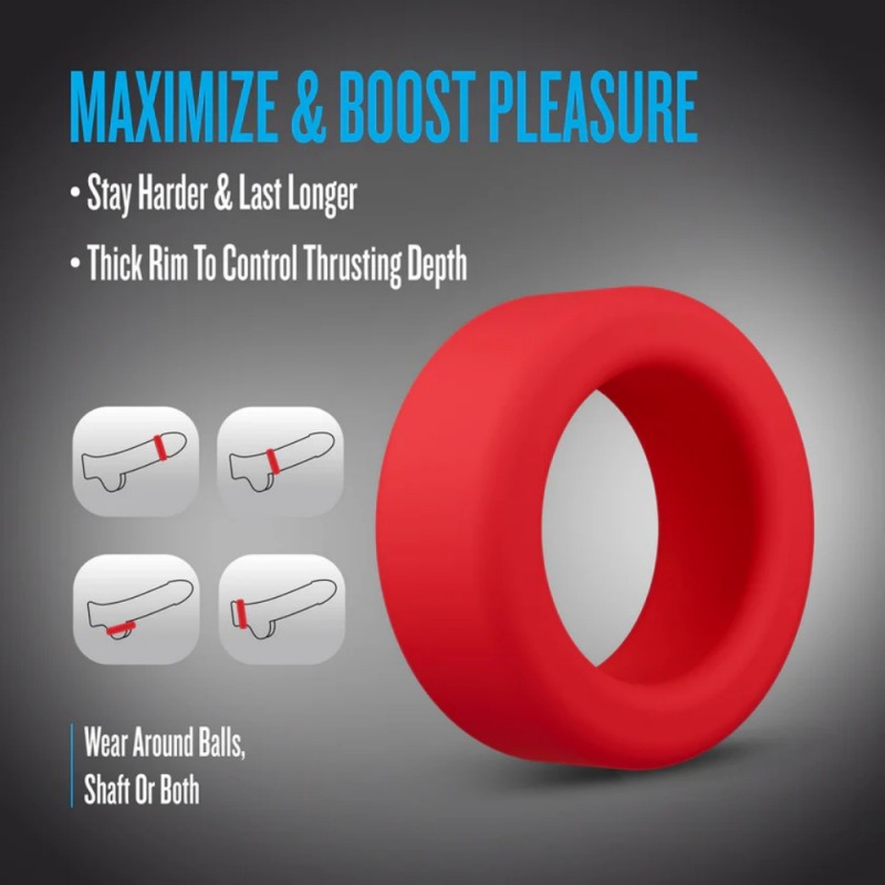blush performance plus pursuit silicone red soft penis ring easy use