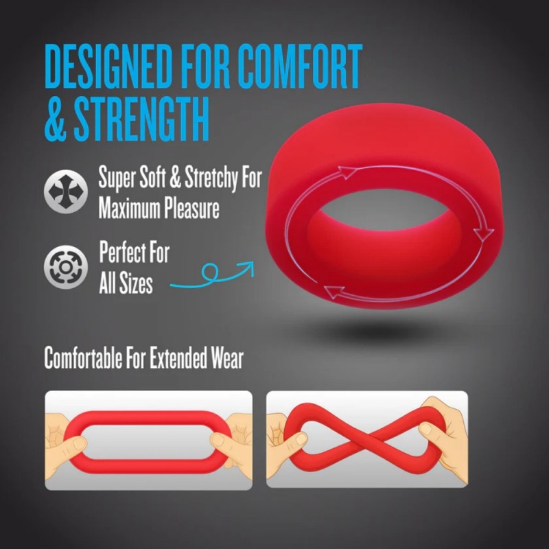 blush performance plus pursuit silicone red soft penis ring new type