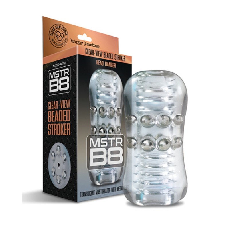 global novelties mstr b8 head banger beaded clear view stroker long life