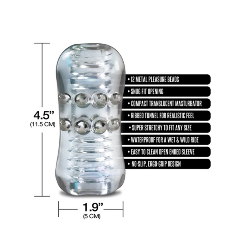 global novelties mstr b8 head banger beaded clear view stroker new