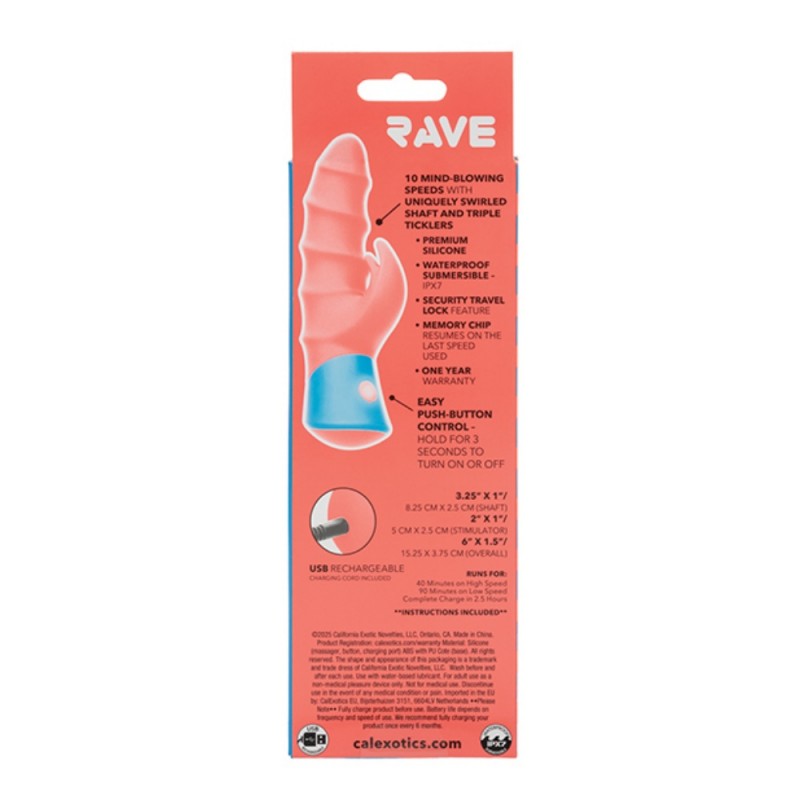 rave tickler dual ended textured rabbit vibrator fast shipping