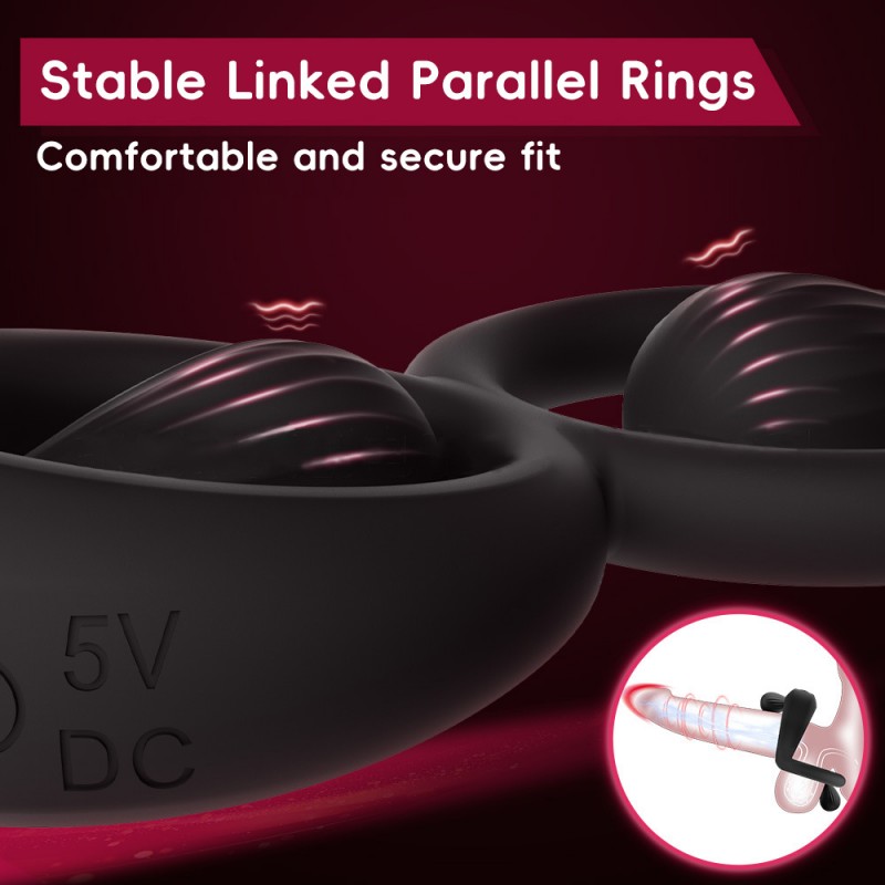 venusfun dual rings vibrating silicone cock ring cheap toy