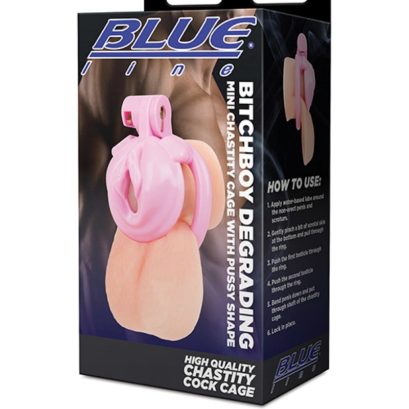 blue line bitchboy degrading mini bdsm chastity cage easy use