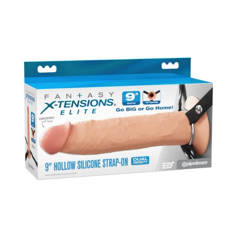 pipedream fantasy x tensions elite silicone hollow dual density strap on dildo easy clean