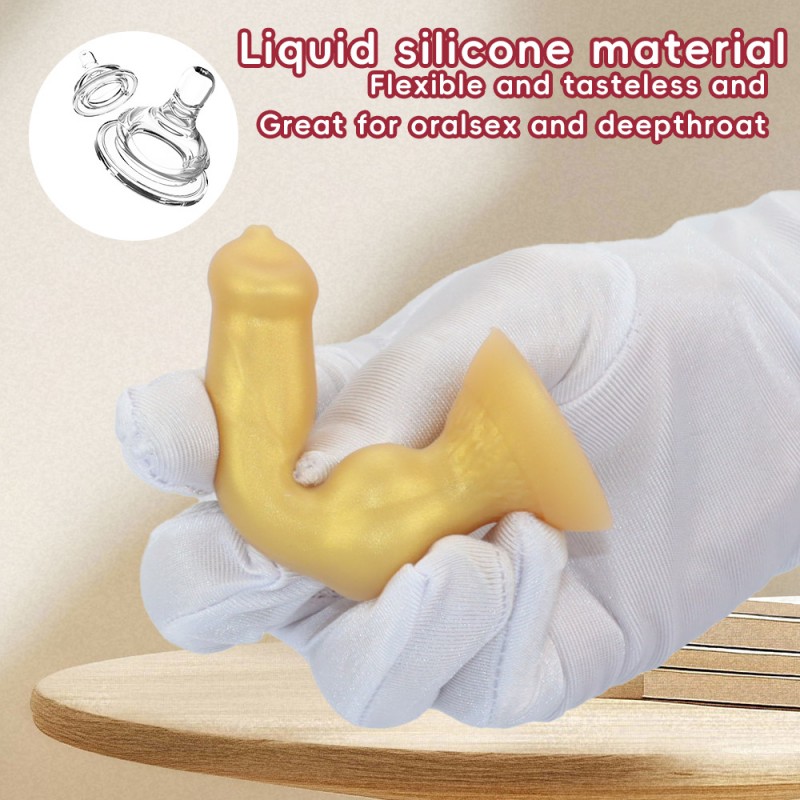 venusfun dog-shaped small penis liquid silicone gold anal plug safe material