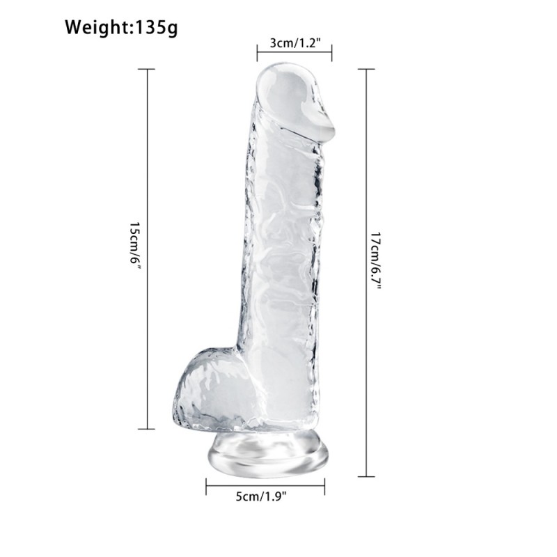 clear soft realistic dildo with suction cups and balls best toy