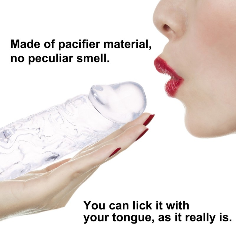 clear soft realistic dildo with suction cups and balls waterproof