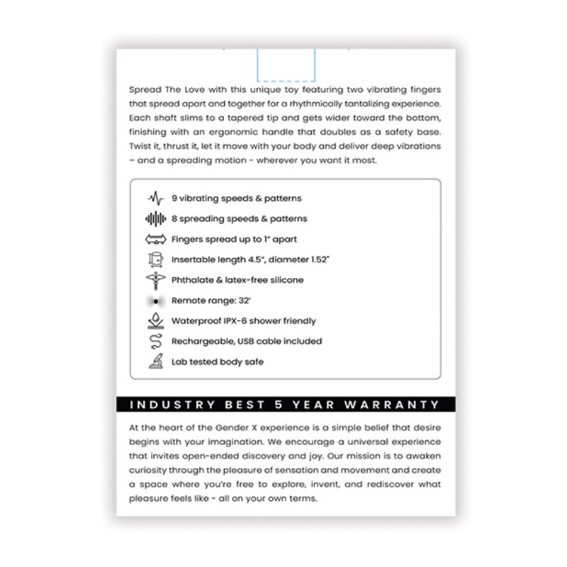 gender x spread the love dual ended anal vibrator new type